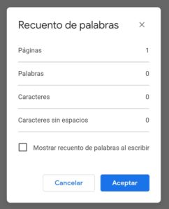 contar palabras en google docs